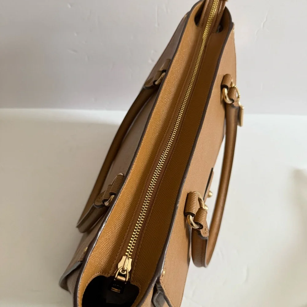 Coach Brown Leather  Structured Tote Bag Handbag Shoulder bag Women